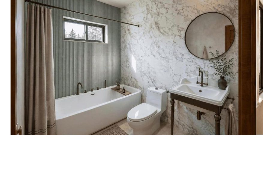 Compact modular home bathroom interior